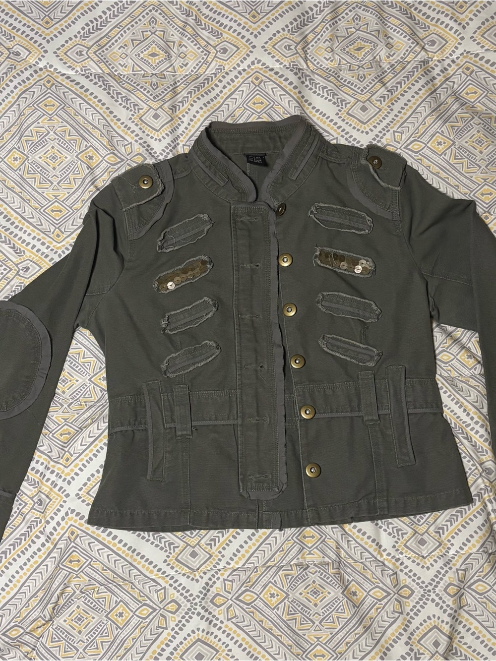 Women’s Olive Green Military-Style Utility Jacket (L)